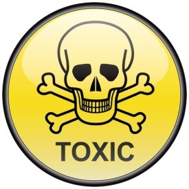 8504280 - skull and bones toxic vector round hazardous sign